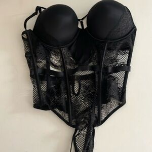 Bombshell fishnet floral teddy black